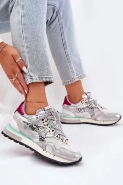 Best Sneakersy Buty Sportowe Damskie DFSH378006 Srebrne Damskie Sneakersy Damskie
