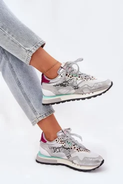 Best Sneakersy Buty Sportowe Damskie DFSH378006 Srebrne Damskie Sneakersy Damskie