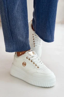 Online Sneakersy Buty Sportowe Damskie Ocieplane Na Masywnej Podeszwie Białe Ardiela Damskie Sneakersy Damskie