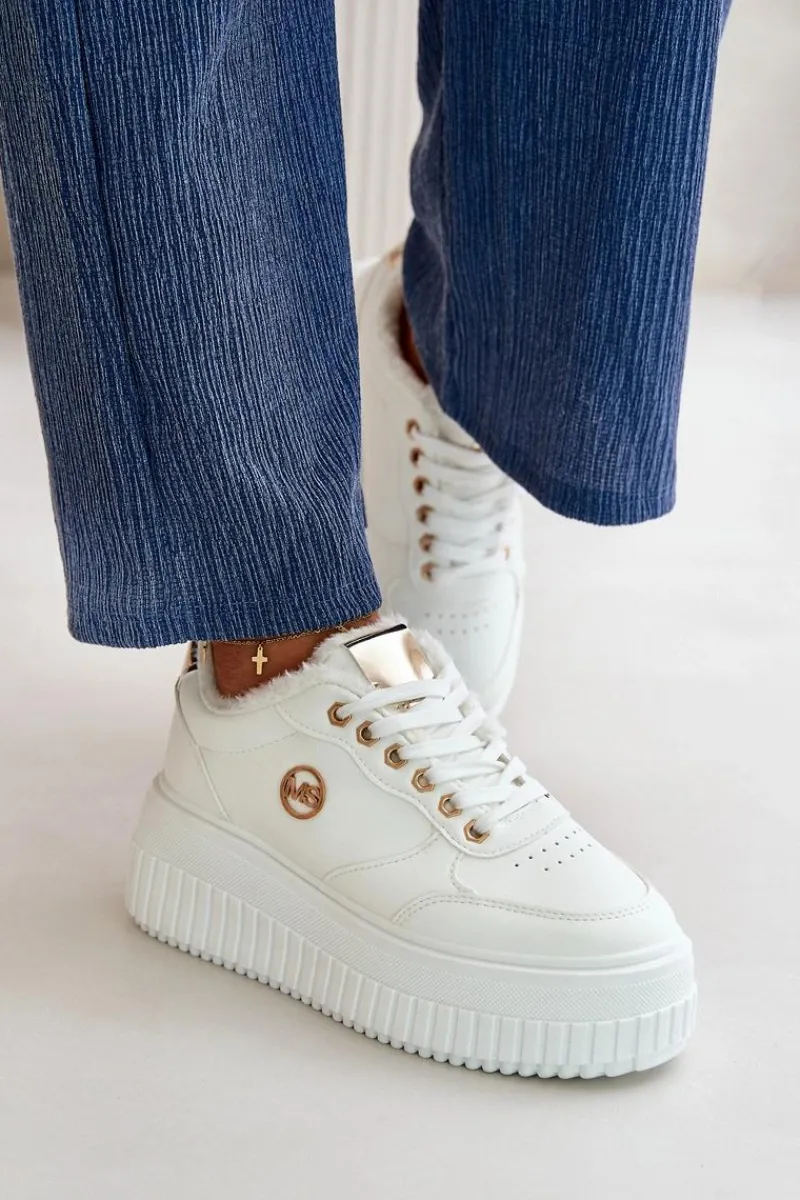 Online Sneakersy Buty Sportowe Damskie Ocieplane Na Masywnej Podeszwie Białe Ardiela Damskie Sneakersy Damskie