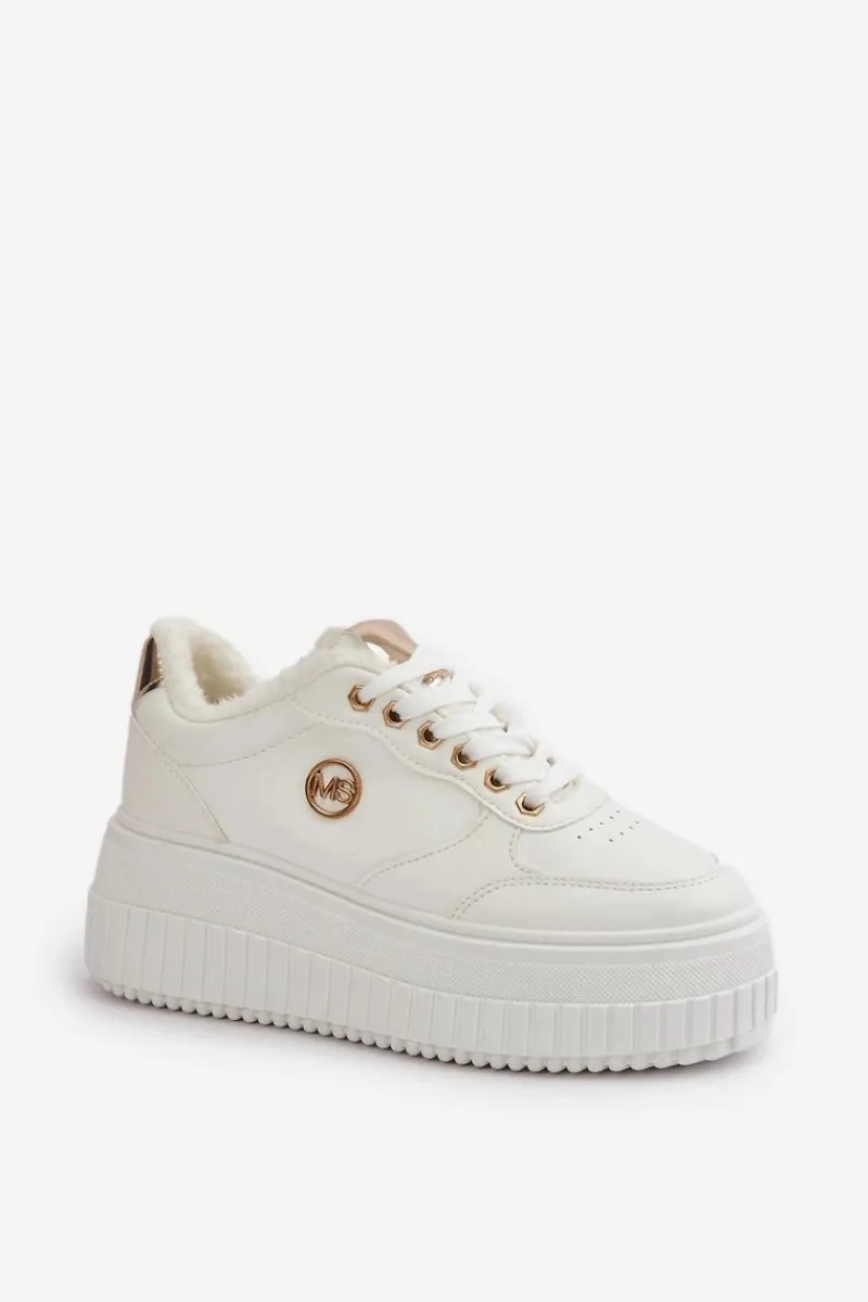 Online Sneakersy Buty Sportowe Damskie Ocieplane Na Masywnej Podeszwie Białe Ardiela Damskie Sneakersy Damskie