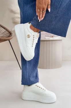 Online Sneakersy Buty Sportowe Damskie Ocieplane Na Masywnej Podeszwie Białe Ardiela Damskie Sneakersy Damskie