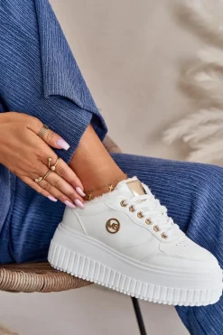 Online Sneakersy Buty Sportowe Damskie Ocieplane Na Masywnej Podeszwie Białe Ardiela Damskie Sneakersy Damskie