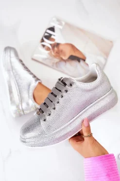Sneakersy Buty Sportowe Dżety JJ2N4048 Srebrne Damskie Sneakersy Damskie