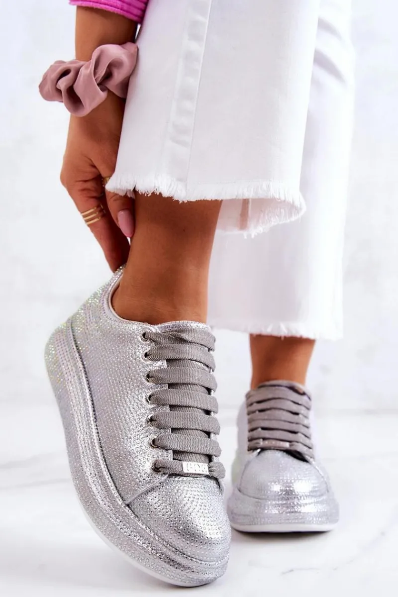 Sneakersy Buty Sportowe Dżety JJ2N4048 Srebrne Damskie Sneakersy Damskie