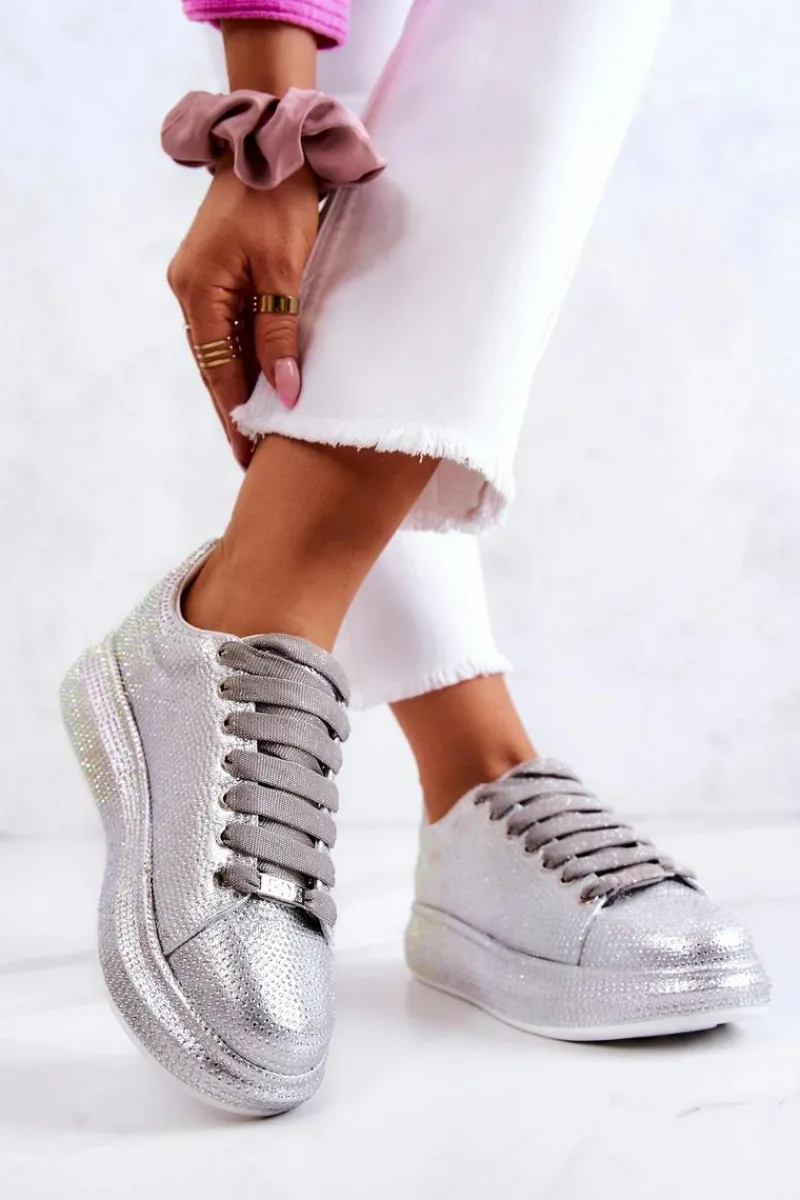 Sneakersy Buty Sportowe Dżety JJ2N4048 Srebrne Damskie Sneakersy Damskie