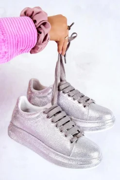 Sneakersy Buty Sportowe Dżety JJ2N4048 Srebrne Damskie Sneakersy Damskie