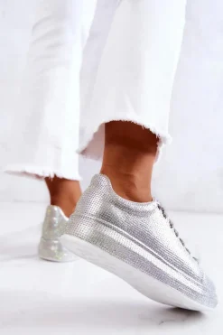 Sneakersy Buty Sportowe Dżety JJ2N4048 Srebrne Damskie Sneakersy Damskie