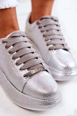 Sneakersy Buty Sportowe Dżety JJ2N4048 Srebrne Damskie Sneakersy Damskie