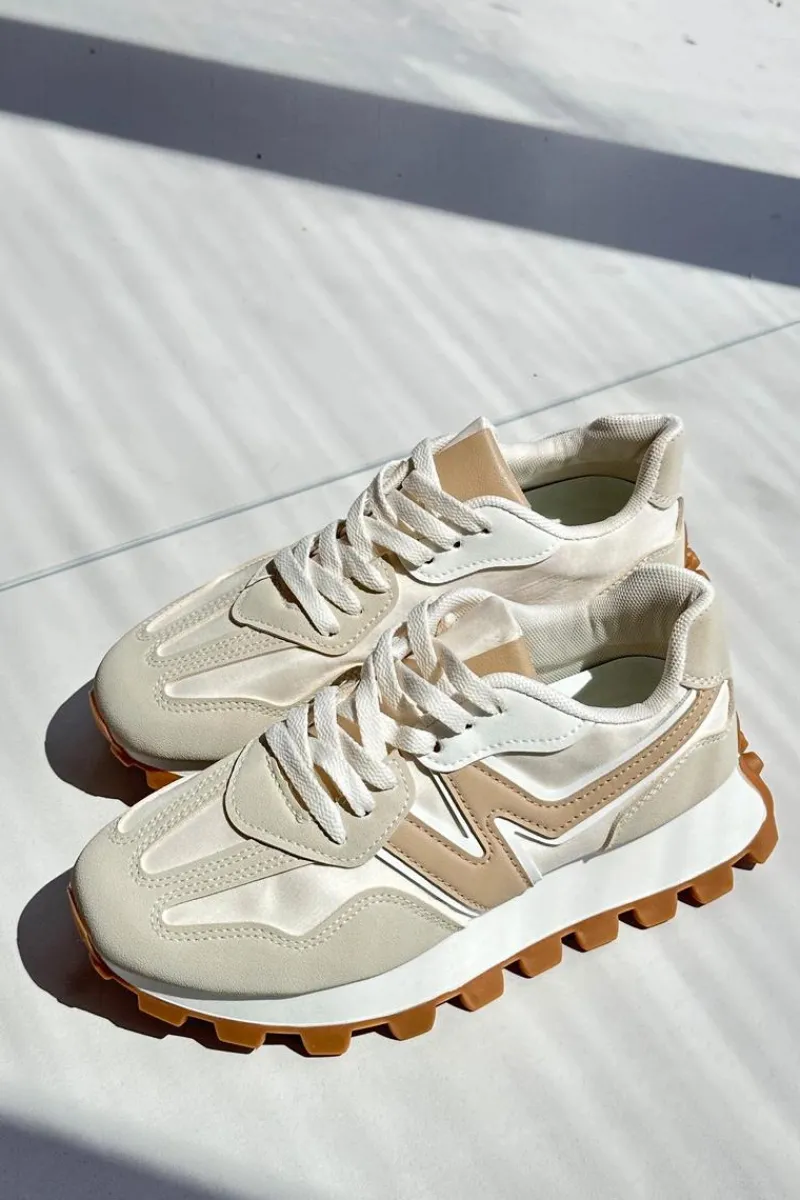 Sneakersy Damskie>Boto Sneakersy Buty Sportowe Damskie Beżowe Kalelia Beżowy