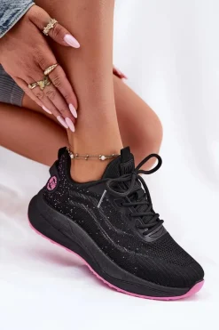 Discount Sneakersy Buty Sportowe Damskie Na Platformie Big Star RR274523 HI-POLY SYSTEM Czarne Damskie Buty Sportowe Big Star|Sneakersy Damskie