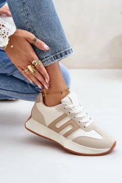 Online Boto Sneakersy Buty Sportowe Na Platformie Damskie Beżowe Thari