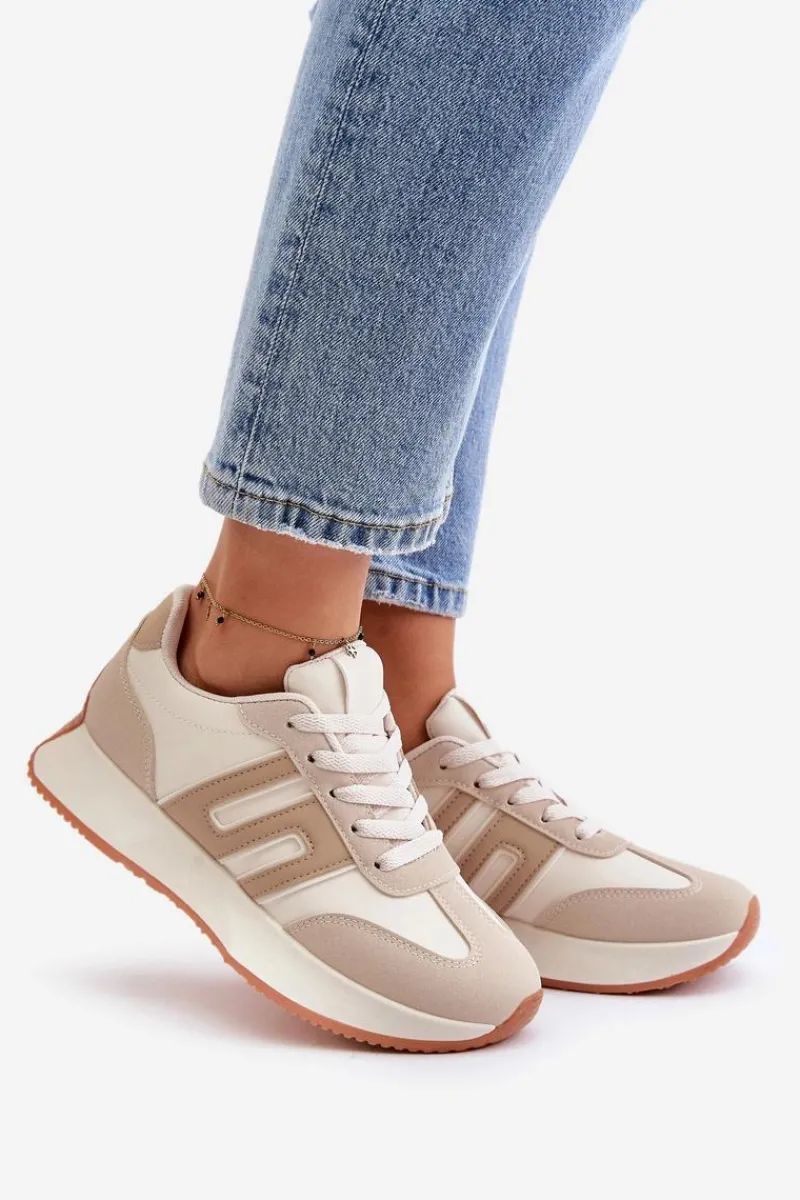 Online Boto Sneakersy Buty Sportowe Na Platformie Damskie Beżowe Thari