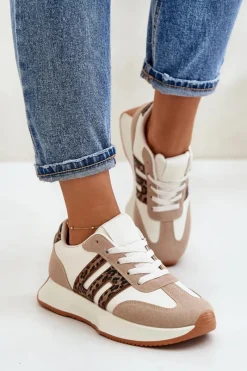 Buty Sportowe Na Platformie|Sneakersy Damskie>Boto Sneakersy Buty Sportowe Na Platformie Panterka Damskie Beżowe Thari