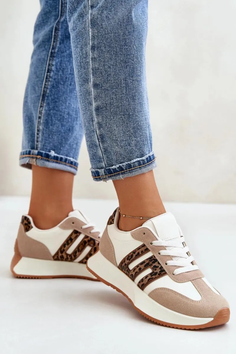 Buty Sportowe Na Platformie|Sneakersy Damskie>Boto Sneakersy Buty Sportowe Na Platformie Panterka Damskie Beżowe Thari