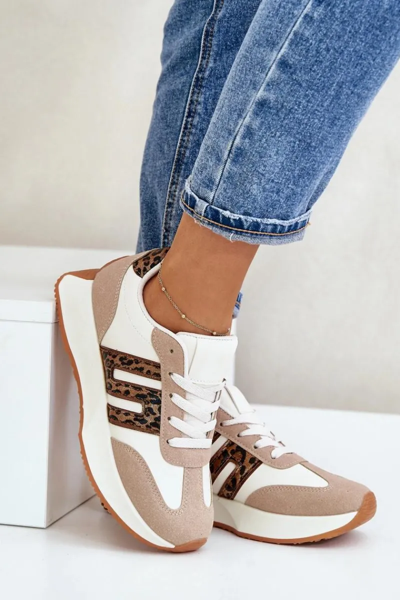 Buty Sportowe Na Platformie|Sneakersy Damskie>Boto Sneakersy Buty Sportowe Na Platformie Panterka Damskie Beżowe Thari