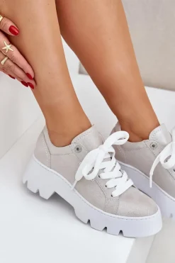 Best Sneakersy Buty Sportowe Na Platformie 4632 Srebrne Damskie Buty Sportowe Na Platformie