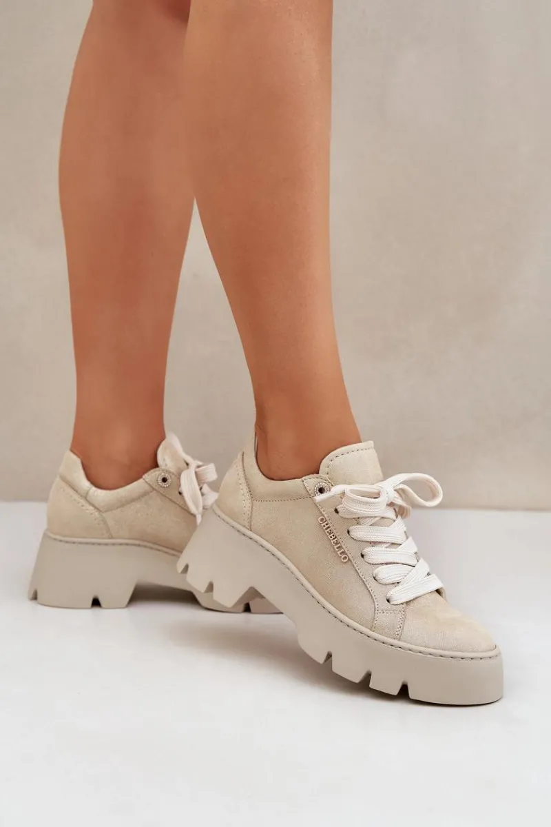 Clearance Sneakersy Buty Sportowe Na Platformie 4632 Złote Damskie Buty Sportowe Na Platformie