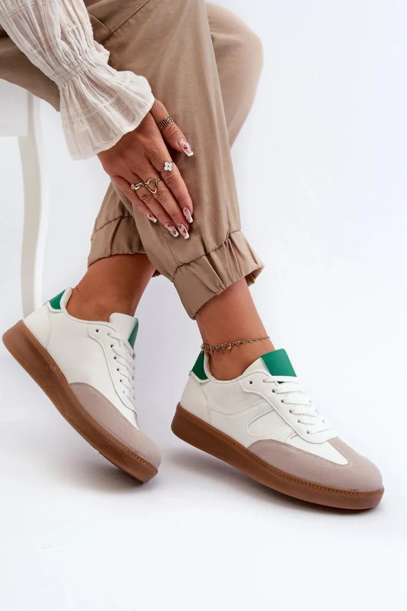 Sneakersy Damskie>Boto Sneakersy Buty Sportowe Niskie Damskie Białe Uvetta