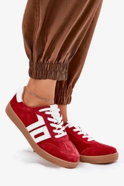 Sale Buty damskie Vinceza Sneakersy Buty Sportowe Zamszowe Vinceza 79517 Czerwone Czerwony