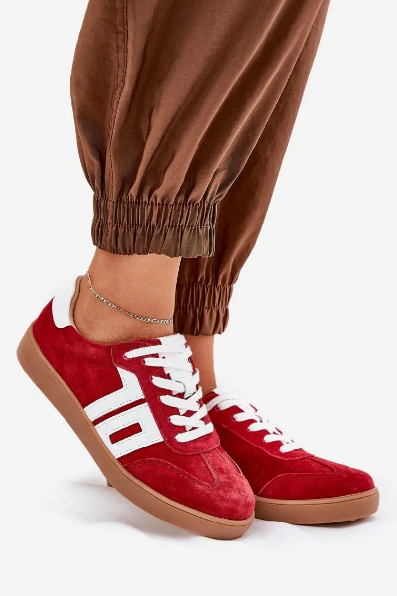 Sale Buty damskie Vinceza Sneakersy Buty Sportowe Zamszowe Vinceza 79517 Czerwone Czerwony