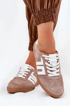 Sneakersy Damskie>Buty damskie Vinceza Sneakersy Buty Sportowe Zamszowe Vinceza 79517 Beżowe Beżowy