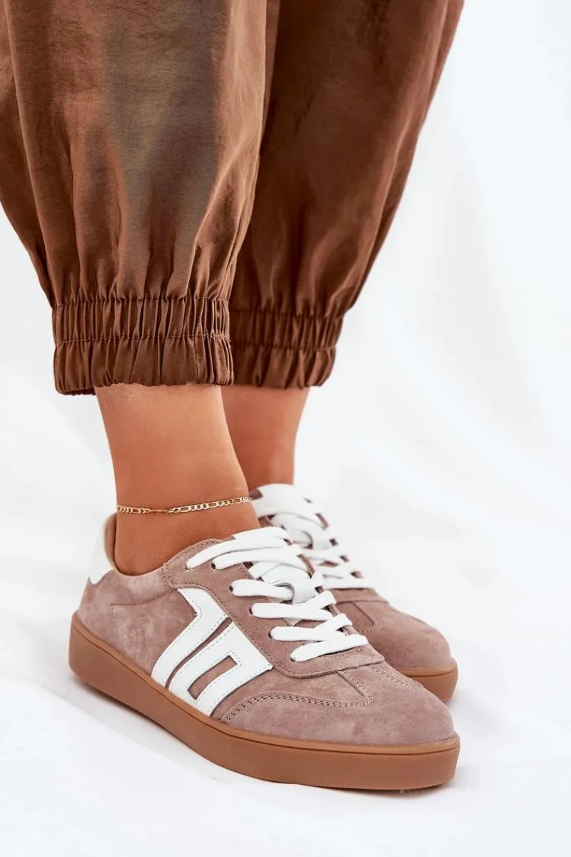 Sneakersy Damskie>Buty damskie Vinceza Sneakersy Buty Sportowe Zamszowe Vinceza 79517 Beżowe Beżowy