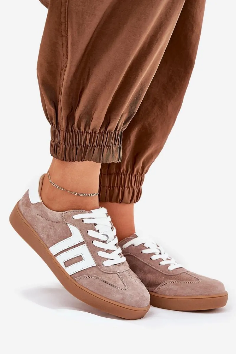 Sneakersy Damskie>Buty damskie Vinceza Sneakersy Buty Sportowe Zamszowe Vinceza 79517 Beżowe Beżowy