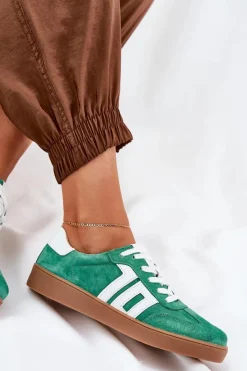 Discount Sneakersy Buty Sportowe Zamszowe Vinceza 79517 Zielone Damskie Sneakersy Damskie