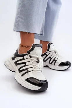 Clearance Boto Sneakersy Damskie Biało-Czarne Ahmani Biały