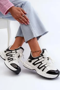 Clearance Boto Sneakersy Damskie Biało-Czarne Ahmani Biały