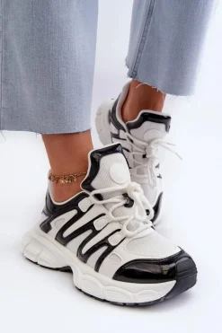 Clearance Boto Sneakersy Damskie Biało-Czarne Ahmani Biały