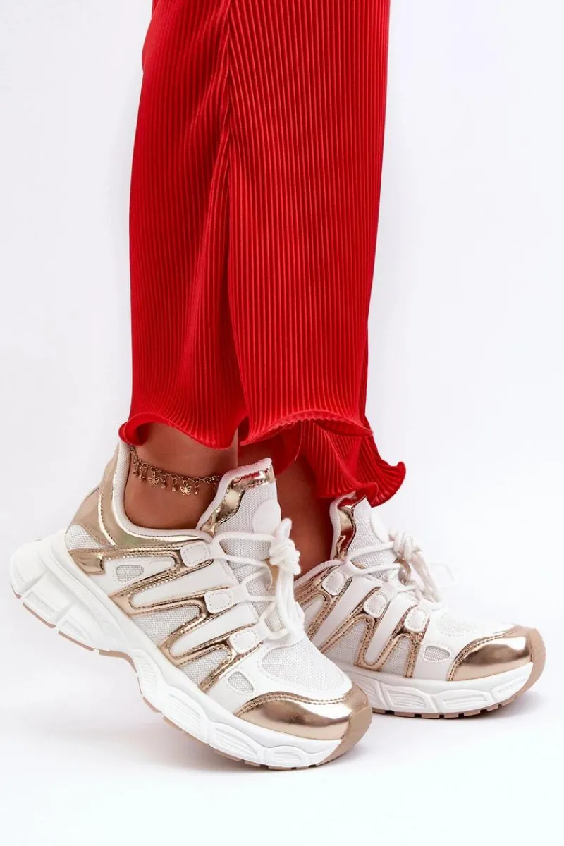 Sale Sneakersy Damskie Biało-Złote Ahmani Damskie Sneakersy Damskie