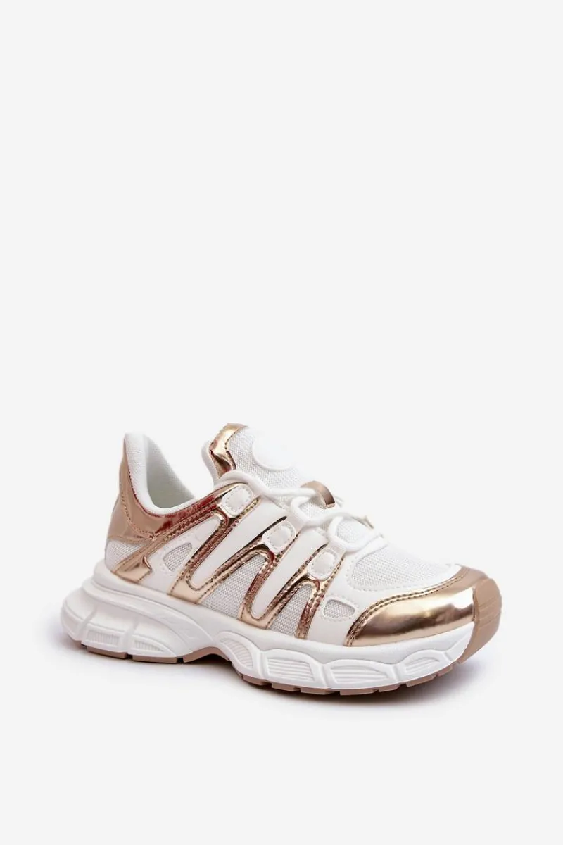 Sale Sneakersy Damskie Biało-Złote Ahmani Damskie Sneakersy Damskie