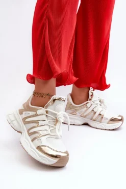 Sale Sneakersy Damskie Biało-Złote Ahmani Damskie Sneakersy Damskie