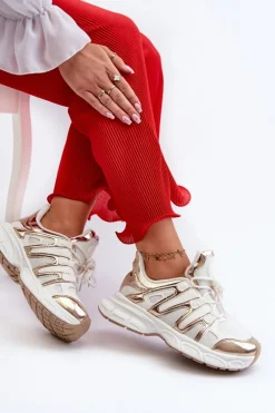 Sale Sneakersy Damskie Biało-Złote Ahmani Damskie Sneakersy Damskie