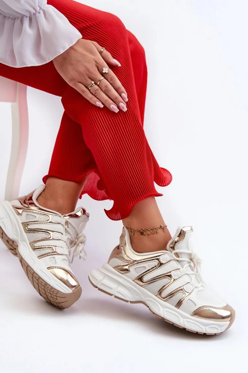 Sale Sneakersy Damskie Biało-Złote Ahmani Damskie Sneakersy Damskie