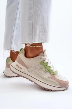New Big Star Shoes Sneakersy Damskie Big Star NN274A091 Beżowo-Zielone