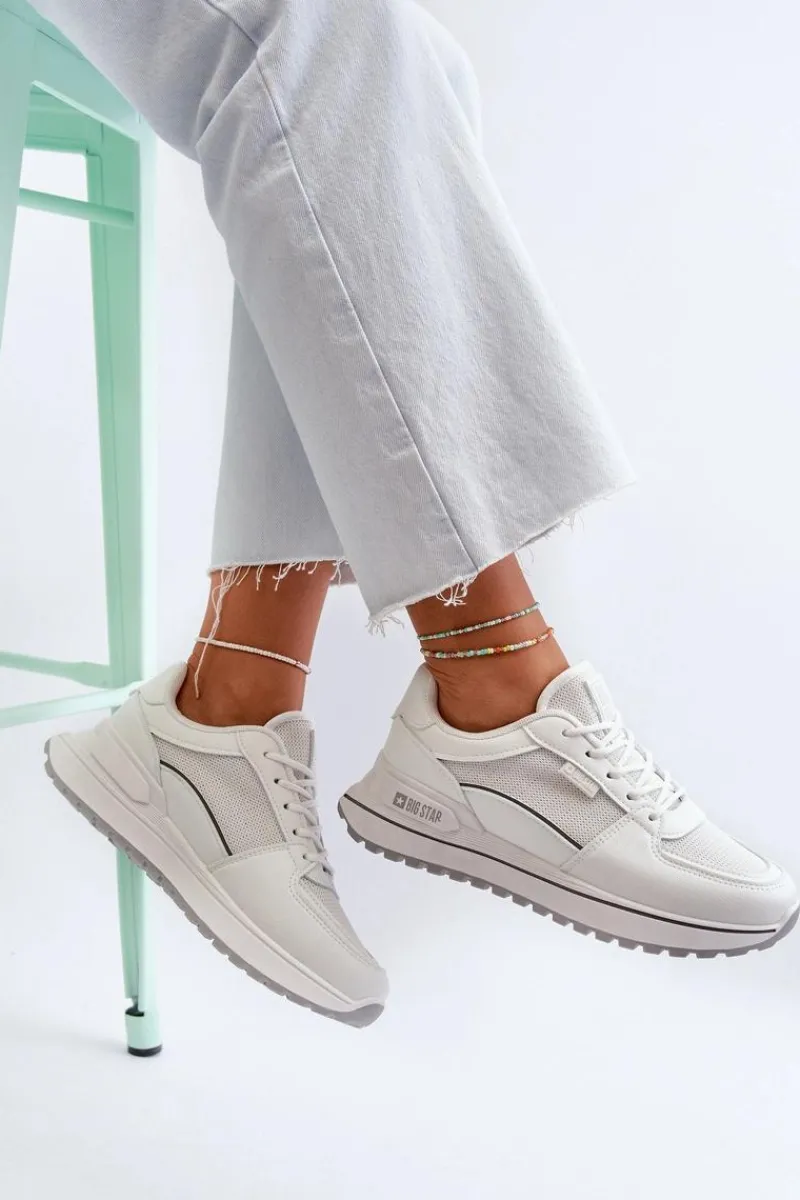 New Sneakersy Damskie Big Star NN274A089 Białe Damskie Buty Sportowe Big Star|Sneakersy Damskie