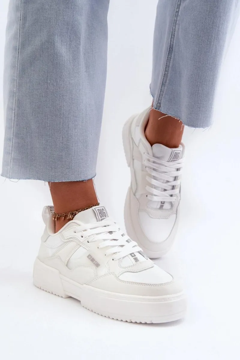 Buty Sportowe Na Platformie|Buty Sportowe Big Star>Big Star Shoes Sneakersy Damskie Big Star NN274357 Memory Foam System Białe Biały