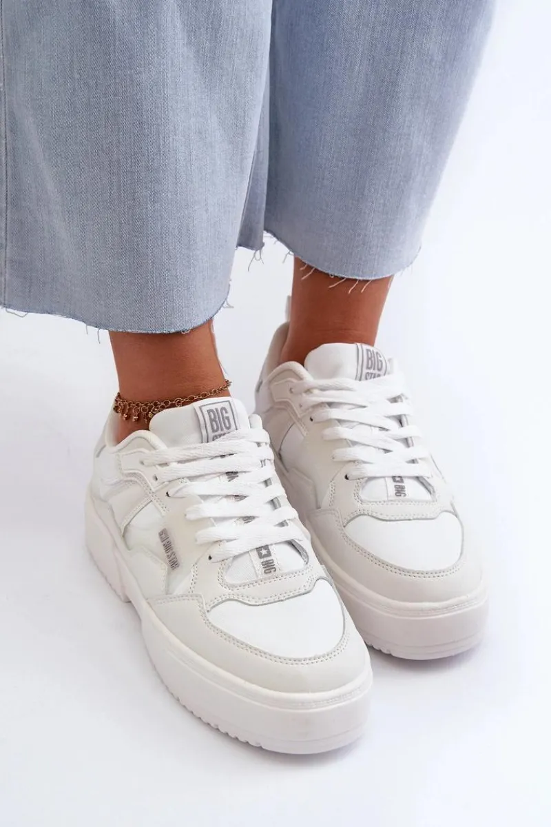 Buty Sportowe Na Platformie|Buty Sportowe Big Star>Big Star Shoes Sneakersy Damskie Big Star NN274357 Memory Foam System Białe Biały