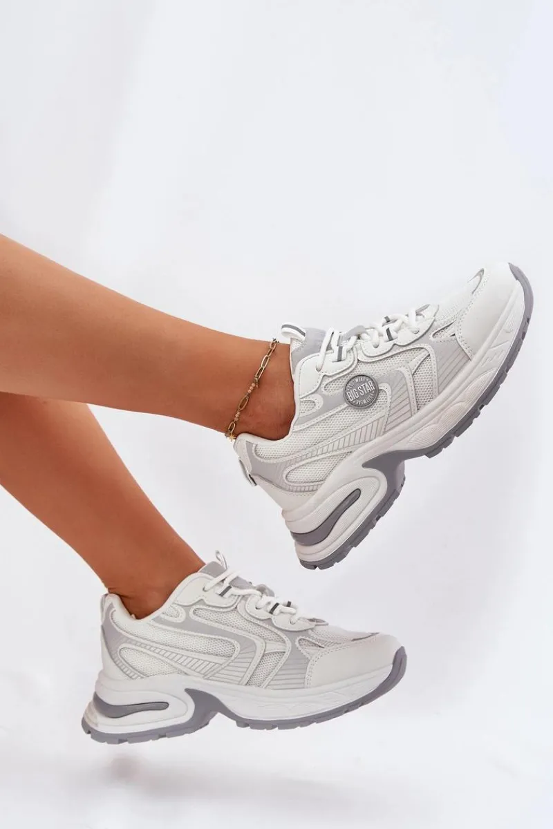 Hot Sneakersy Damskie Big Star RR274A191 Białe Damskie Buty Sportowe Na Platformie|Buty Sportowe Big Star