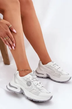 Hot Sneakersy Damskie Big Star RR274A191 Białe Damskie Buty Sportowe Na Platformie|Buty Sportowe Big Star