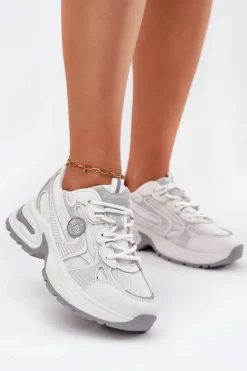 Hot Sneakersy Damskie Big Star RR274A191 Białe Damskie Buty Sportowe Na Platformie|Buty Sportowe Big Star