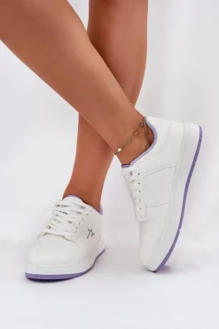 Discount Sneakersy Damskie Big Star RR274A245 HI-POLY SYSTEM Biało-Fioletowe Damskie Buty Sportowe Big Star|Sneakersy Damskie