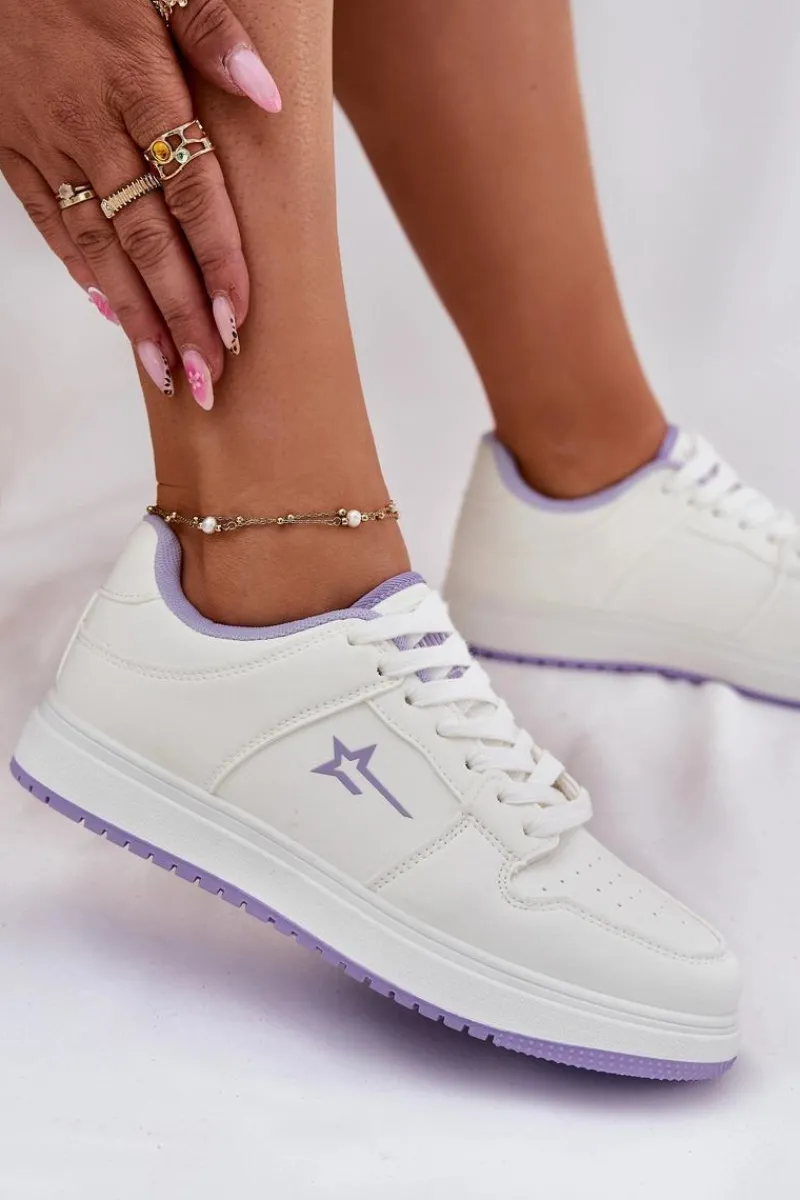 Discount Sneakersy Damskie Big Star RR274A245 HI-POLY SYSTEM Biało-Fioletowe Damskie Buty Sportowe Big Star|Sneakersy Damskie