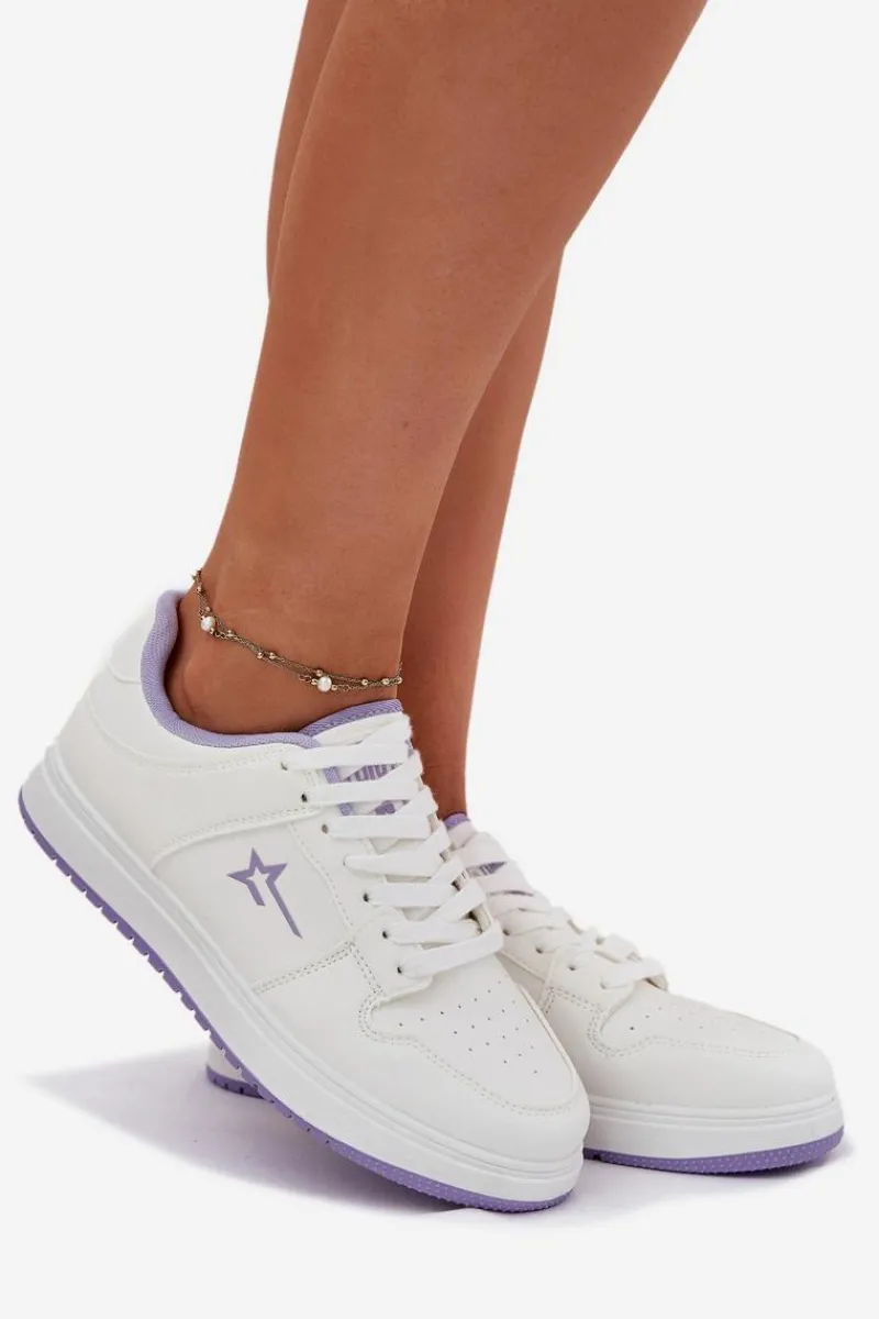 Discount Sneakersy Damskie Big Star RR274A245 HI-POLY SYSTEM Biało-Fioletowe Damskie Buty Sportowe Big Star|Sneakersy Damskie