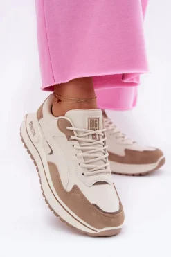 Big Star Shoes Sneakersy Damskie Big Star RR274A216 HI-POLY SYSTEM Beżowe Beżowy