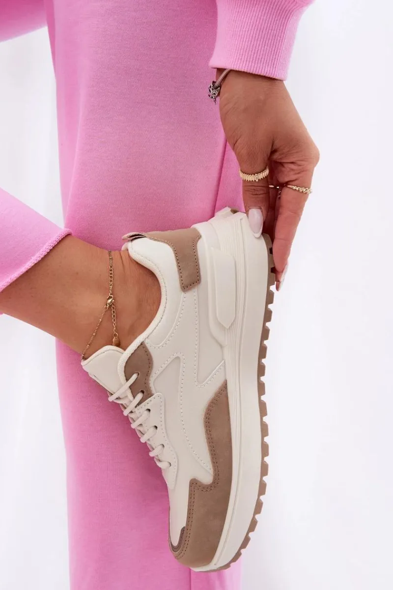 Big Star Shoes Sneakersy Damskie Big Star RR274A216 HI-POLY SYSTEM Beżowe Beżowy