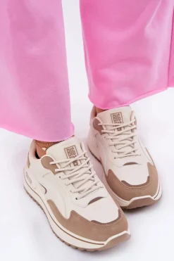 Big Star Shoes Sneakersy Damskie Big Star RR274A216 HI-POLY SYSTEM Beżowe Beżowy